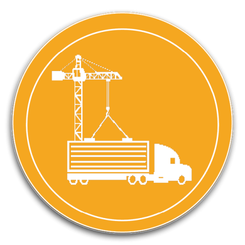 An icon of a truck on a yellow button.